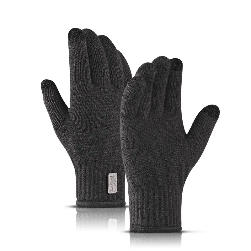 New Winter Men Thicken Knitted Acrylic Gloves Outdoor Skiing Riding Keep Warm Touche Screen Gloves