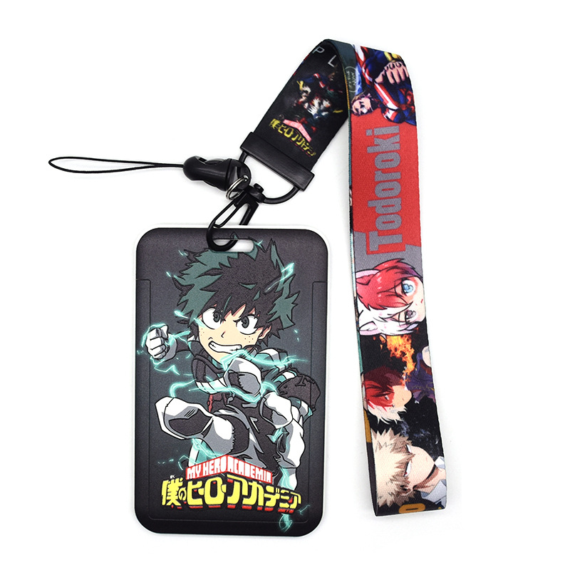 Anime Mobile Phone Characters Midoriya Izuku My Hero Academia ID Card Holder Lanyard Keychain