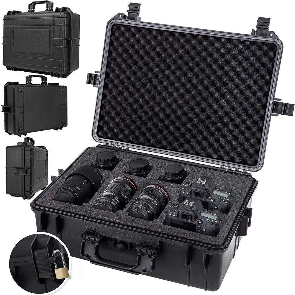 Hard PP plastic waterproof shockproof camera case Military Hard carrying cheap flight case with foam