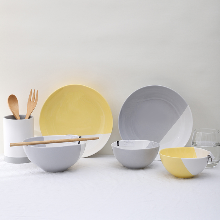 China suppliers european style multiple color ceramic plate porcelain dinner set with custom logo