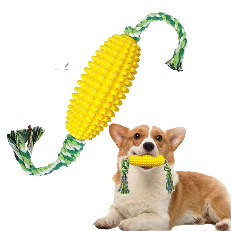 Hot Style Pet Items Dog Toy Molar Stick Bite Resistant Tooth Cleaning Bone Toothbrush Corn Cob With Rope