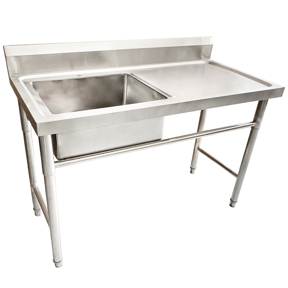 Sus 201 Durable Single Compartment Sink Kitchen Sink Size Work Table With Sink & Undershelf