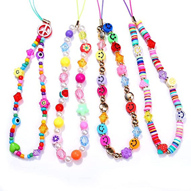 2021 Amazon Hot Sale Colorful Cute Custom Girls Phone Case Chain Fashion Ladies Wallet DIY Women Holder Bead Mobile Chain