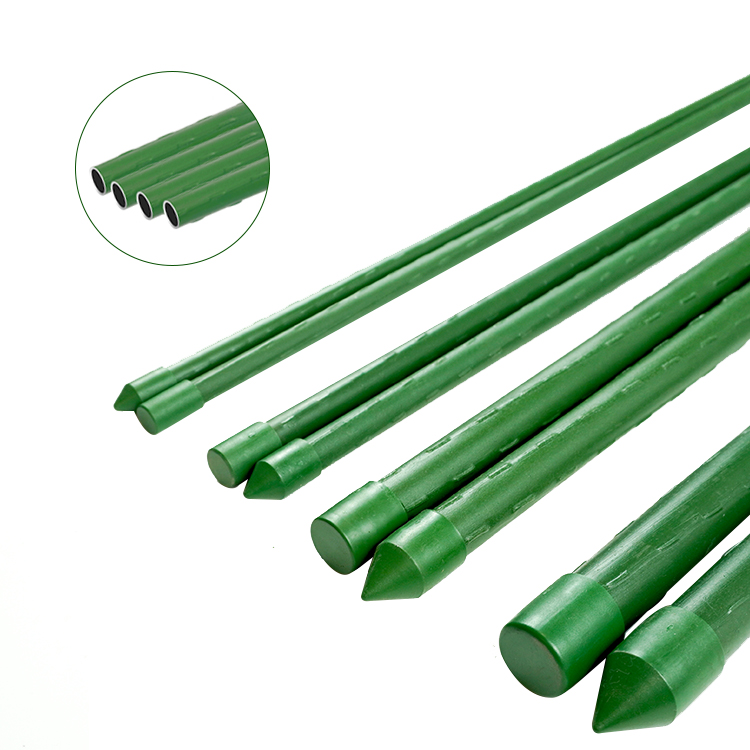 Green Decorative Metal Plant Stakes 11mm Steel Garden Stakes with PVC PE Plastic Netting for Home Tomato Cage Packaged in Box