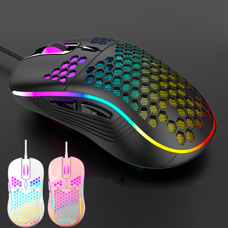 Mouses rgb backlighting programmable honeycomb usb wired mouse