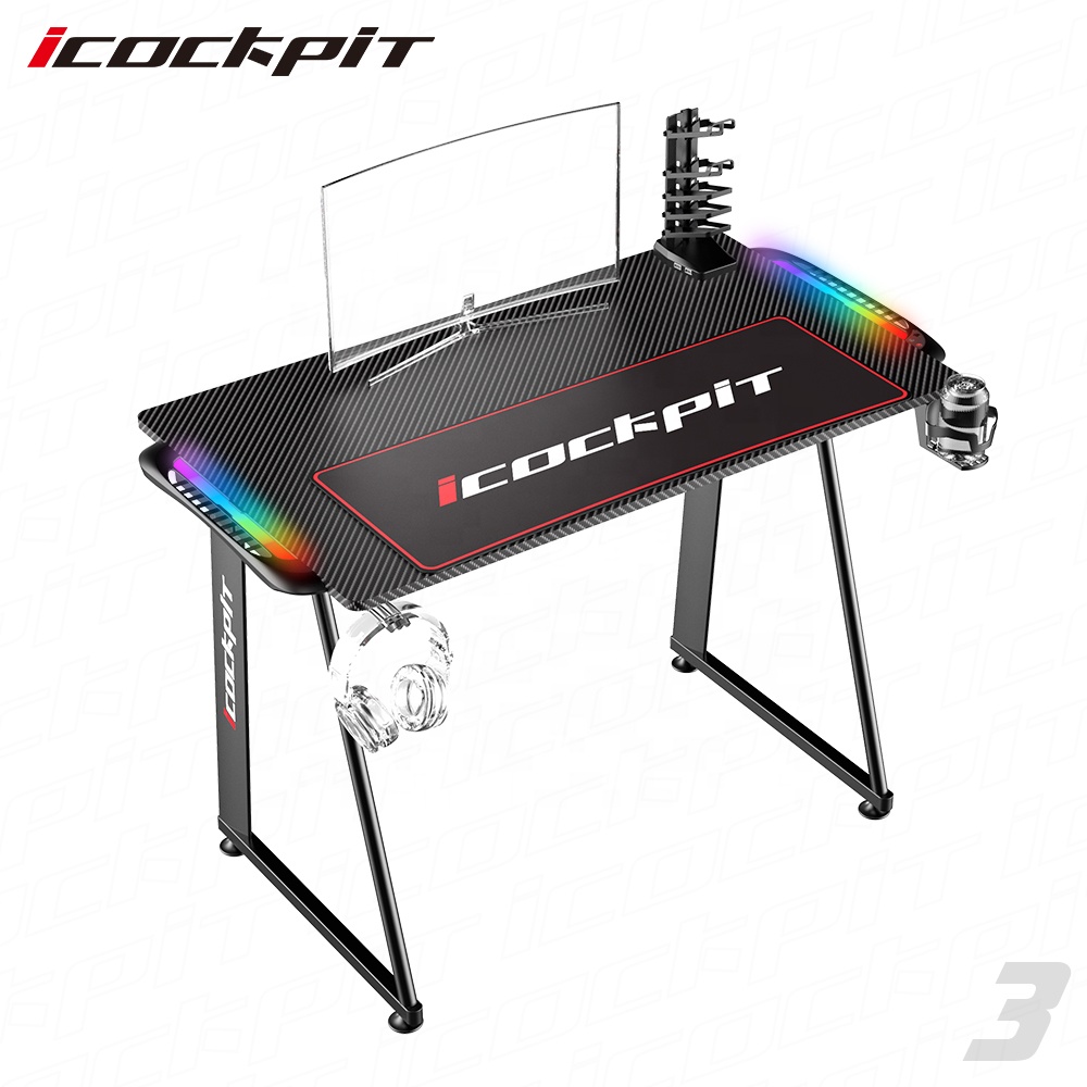Крутой дизайнерский игровой компьютерный стол icниже, игровой стол со светодиодной подсветкой, новая модель, черный игровой стол