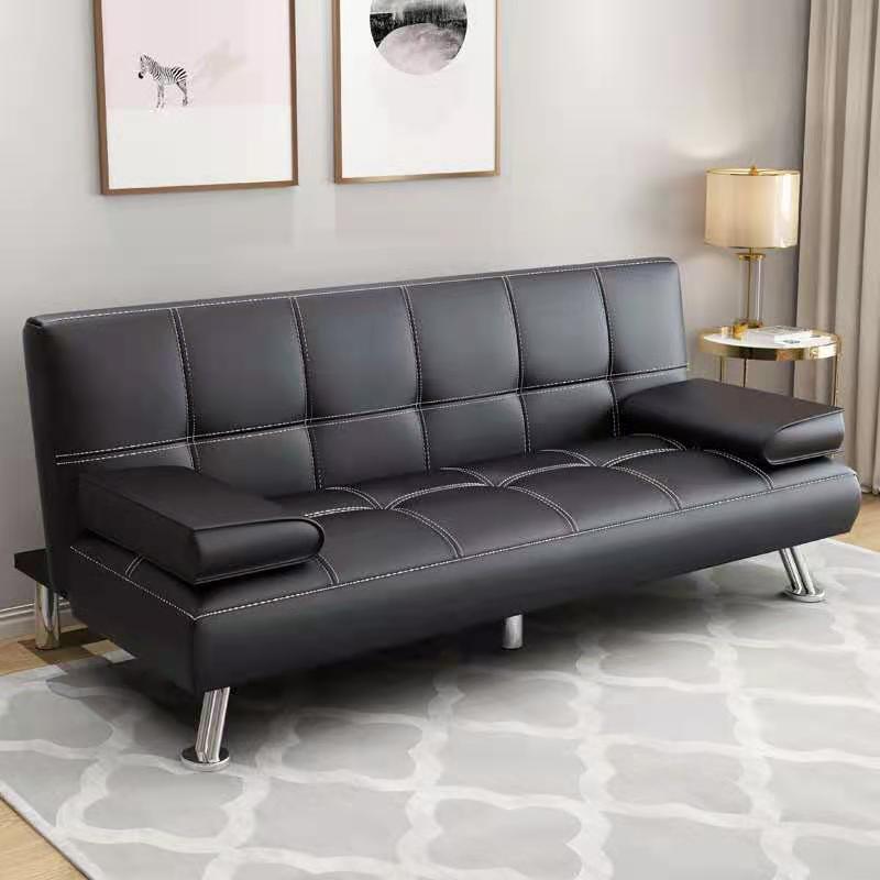 Modern simple design office sofa conference waiting adjustable bed living room furniture 3 seater soft black PU leather sofa