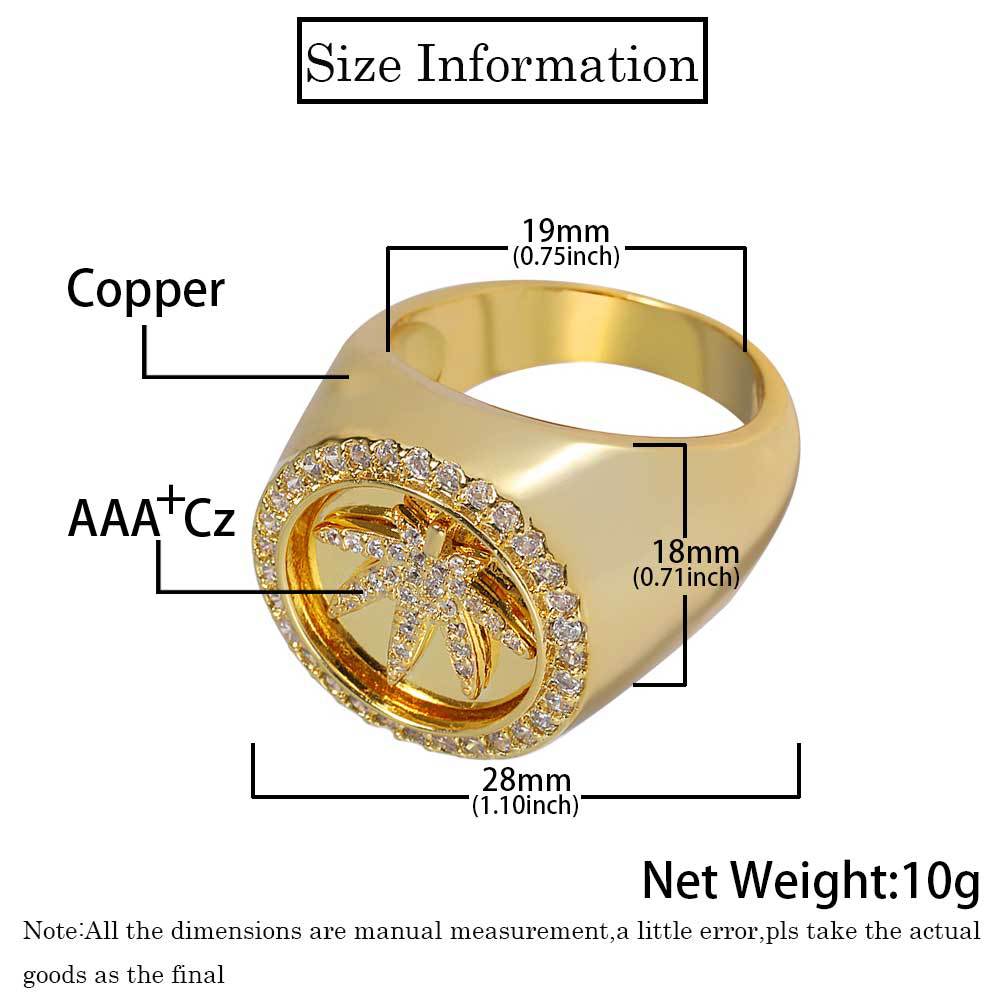 Dr. Jewelry Wholesale Iced Out Rotating Cannabis Weed Leaves Hip Hop Rings for Men's Best Popular Gift Jewelry