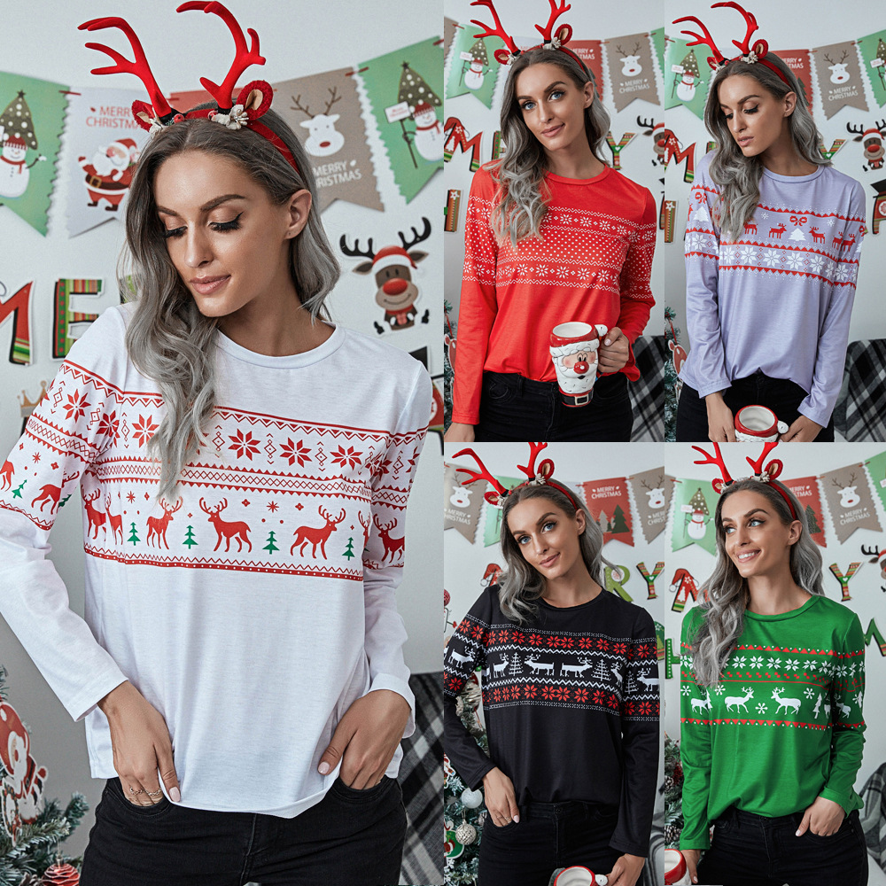Wholesale Pajamas Women's Long Sleeve Top Pajamas Chrismas Style Women's Sleepwear