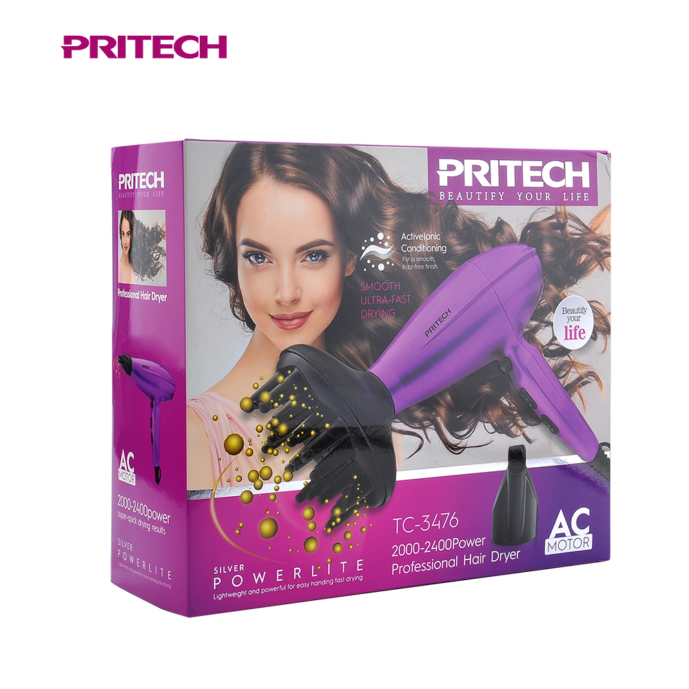 Pritech моторный накопитель переменного тока Профессиональный 2 скорости фен для волос