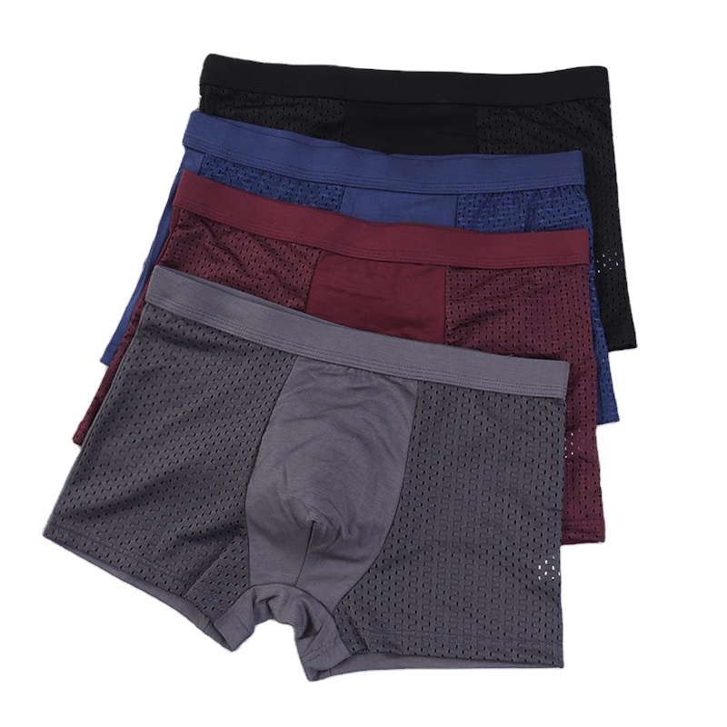 Custom Wholesale Plus Size High Quality Underwear Solid Mesh Men's Briefs & Boxers