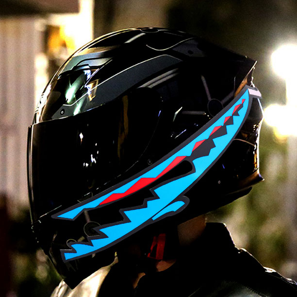 Shark Teeth Beast Tooth Shape LED Light Motorcycle Helmet Night Riding Safety Signal Flashing Strip Bar Sticker Light trim