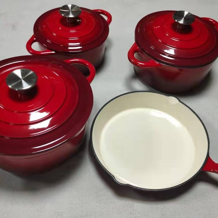 Wholesale Factory Colorful Enamel Cast Iron Casserole Pot Kitchen Casseroles Cookware Round Dutch Oven