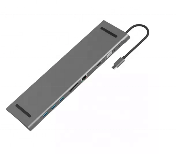 Новый продукт USB C концентратор 10 в 1 Тип C к HDMI VGA 3 * USB 3,0 RJ45 гигабитный Ethernet PD SD/TF кардридер 3,5 мм