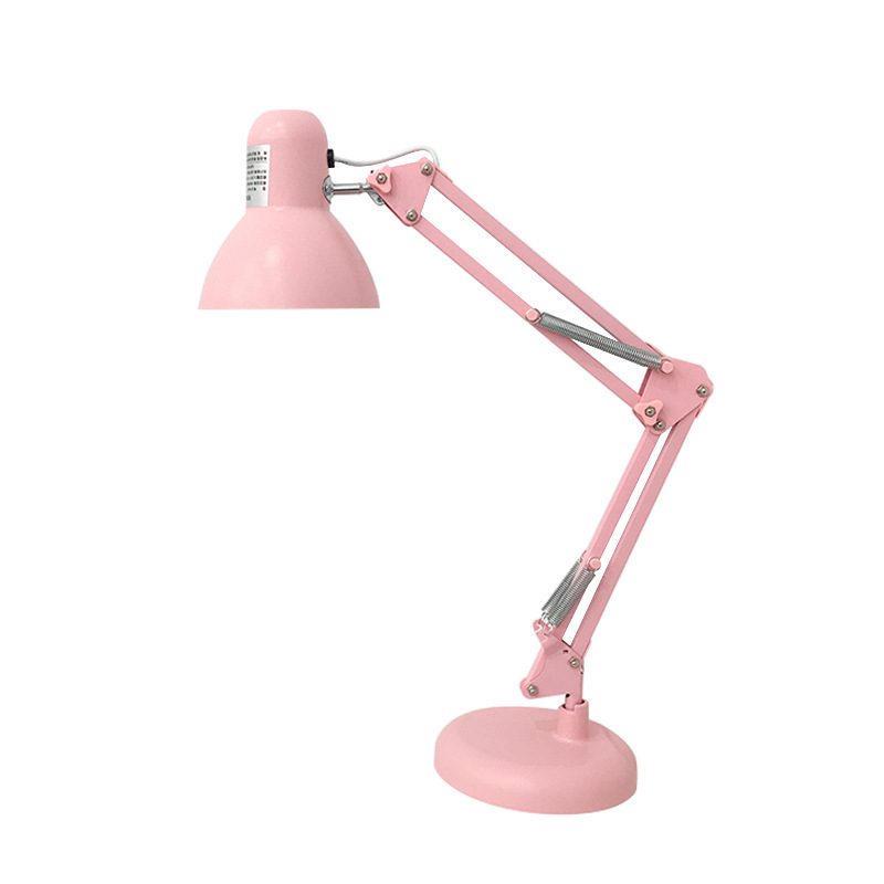 Hotel Room Pink Table Lamp Folding Led Desk Long Swing Arm Adjustable Desk Lamp