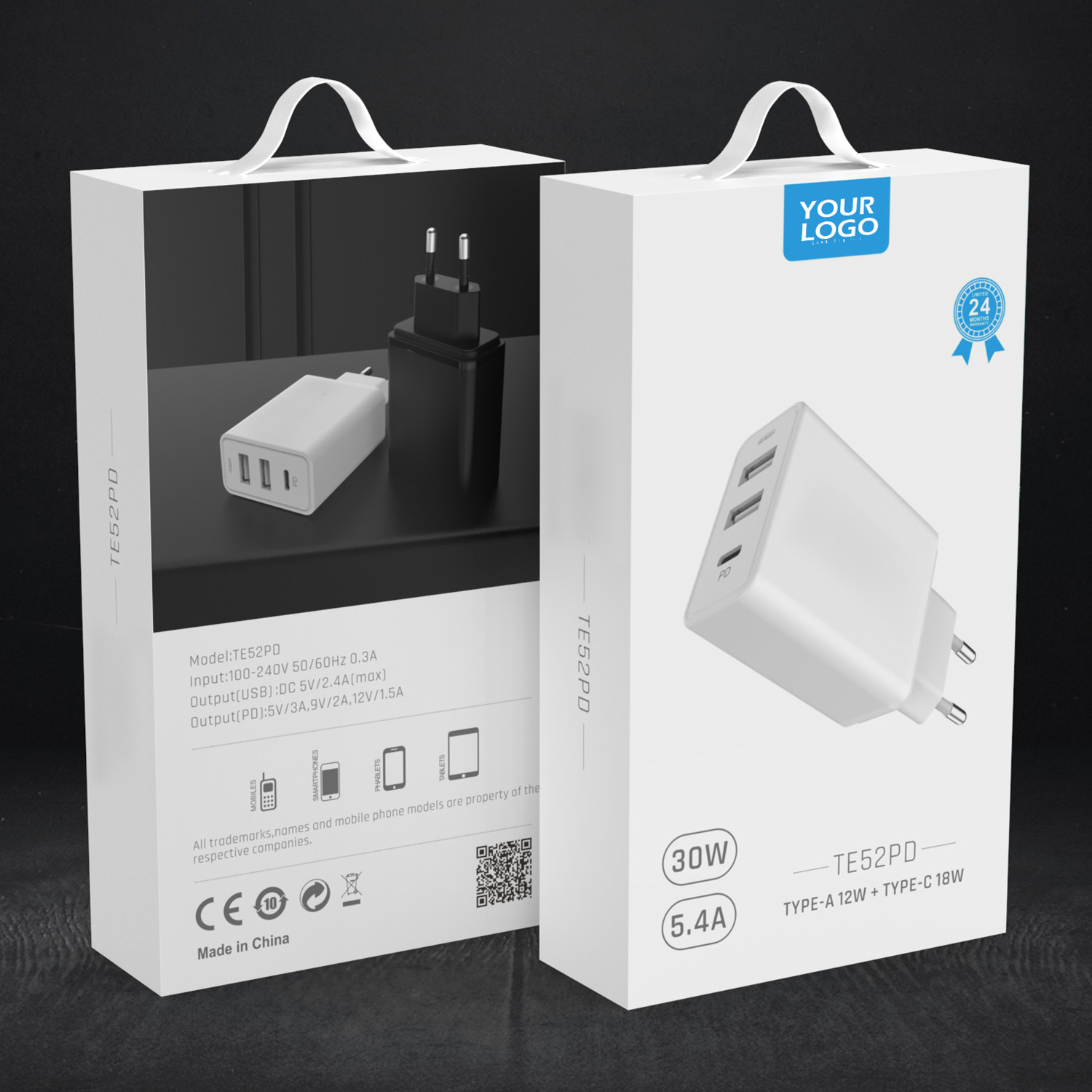 Dual multi port outlet USB c pd 20w charger usb wall charger fast phone usb charger for iphone