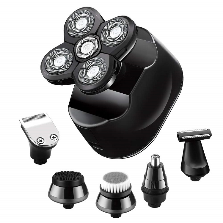 Rechargeable 6 in 1 Head Shavers for Bald Men Electric Rotary Razor Beard Trimmer Grooming Kit Cordless Wet Dry Rotary Shaver