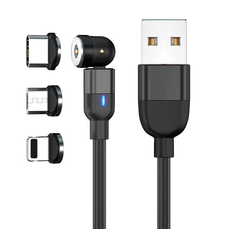 Магнитный зарядный кабель с поворотом на 540 градусов Micro USB Type-C, нейлоновый Плетеный Магнитный 2 а Usb-кабель для быстрой зарядки