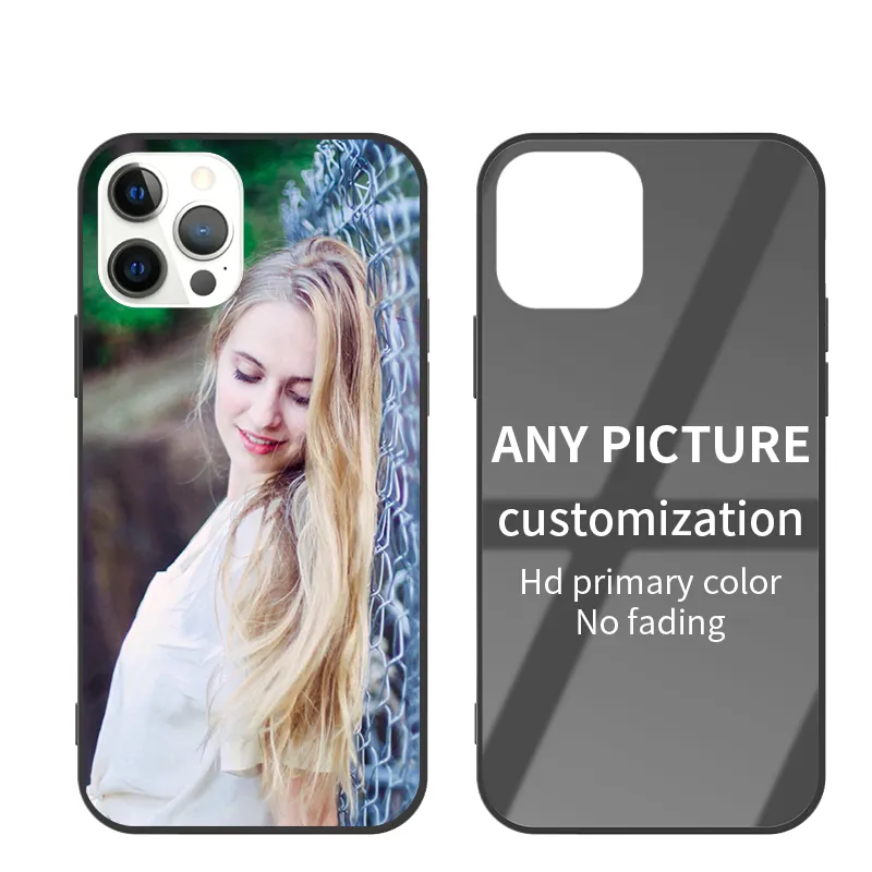 Custom Pattern UV Print Tempered Glass Case Cover Sublimation Phone Case Cover For iphone 13 12 Pro max mini Samsung/Xiaomi