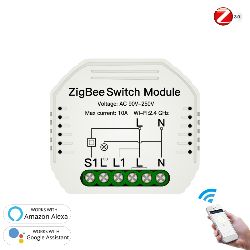 Mini Smartlife Wireless Remote Tuya Zigbee 3.0 RF 433 Smart Wall Light Switch Relay Module