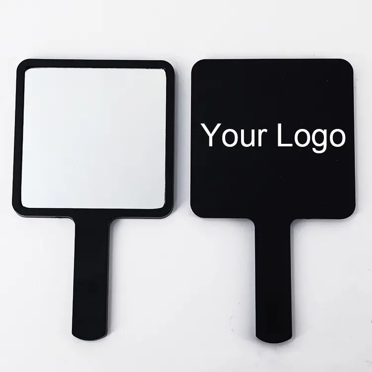 Высококачественное пластиковое квадратное зеркало для макияжа из АБС-пластика с логотипом на заказ, ручное зеркало
