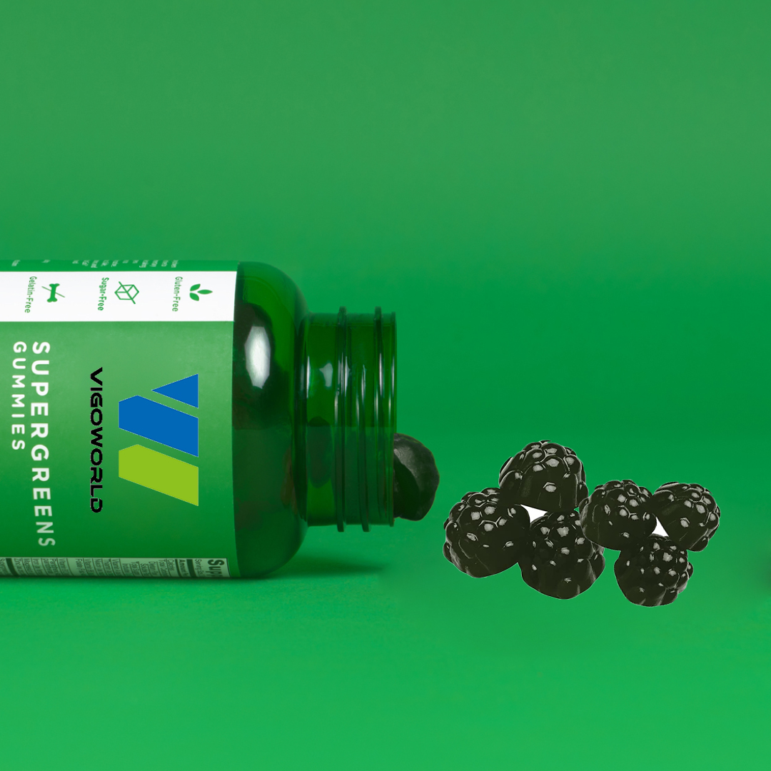Custom Private Label Supergreen Gummies With Probiotic & Vitamins