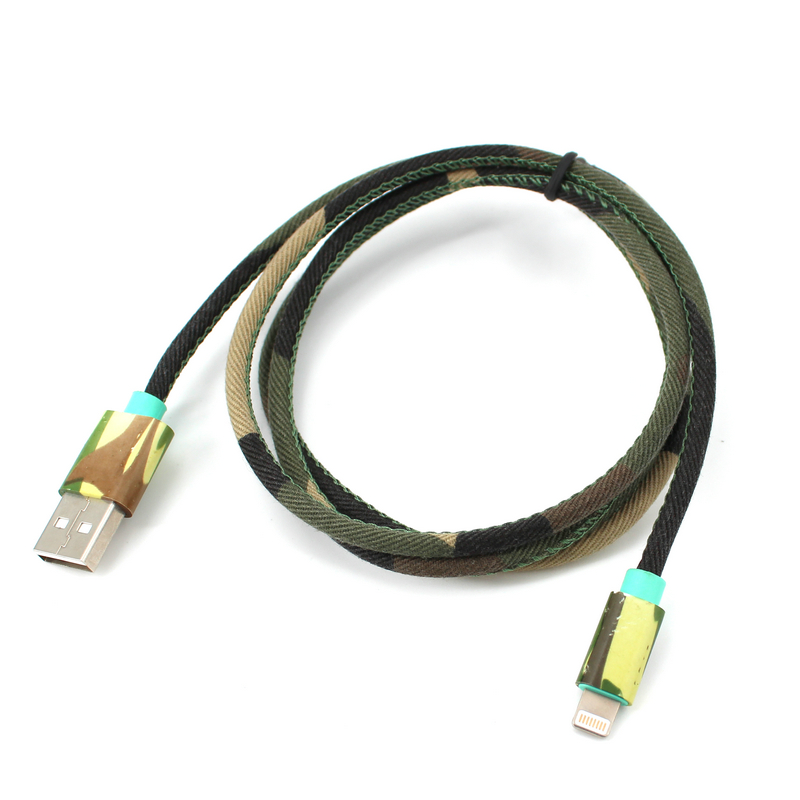 universal fashion Fast Charging 2.0 Type-c Micro USB For iphone 1m2m3m Camouflage fabric wrapped USB cable