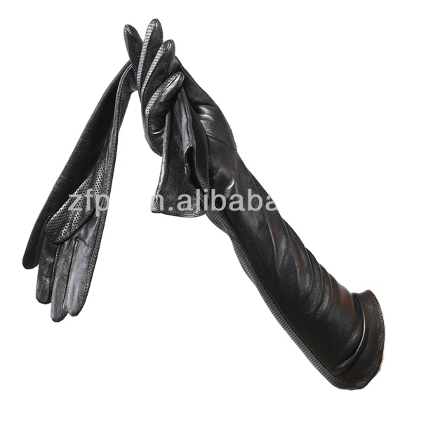Fashion Ladies Sheepskin Elbow Long Leather Gloves women winter gloves mittens