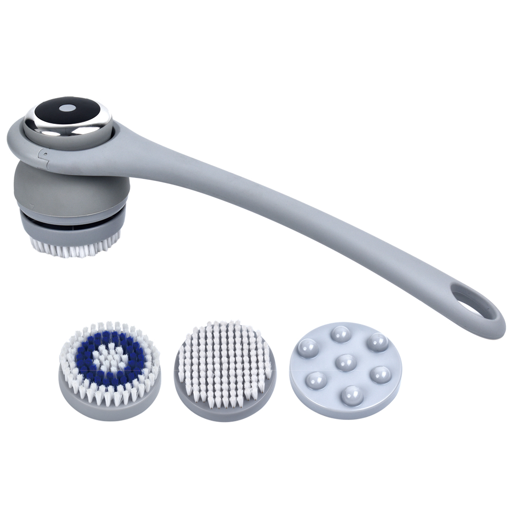 OEM/ODM Custom electronic massage device electric spin ultrasonic rechargeable back brush scrubber silicone body cleansing brush