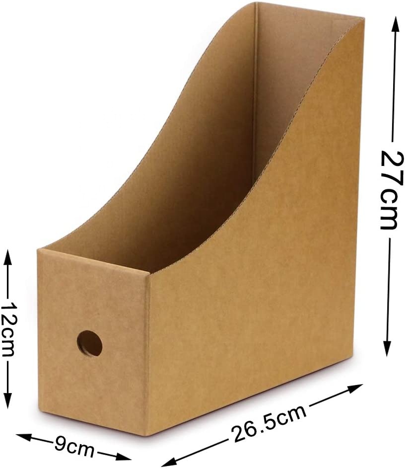 5PACK Kraft Corrugated Cardboard Magazine File Holder with Labels,Folder Holder,Desk File Organizer