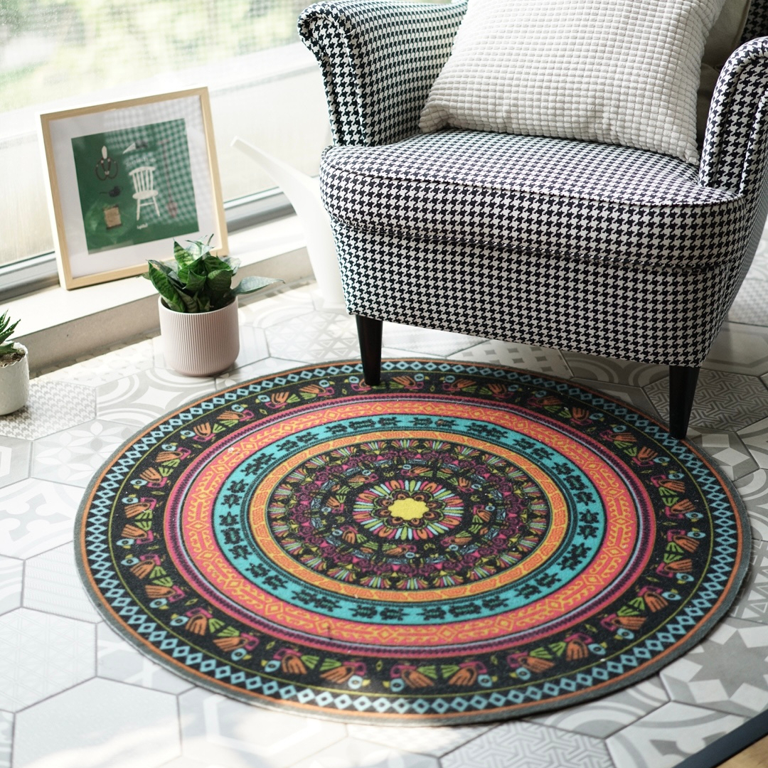 DONGWO Round Floor Mat Non Slip Absorbent Carpet for Entryway Bedroom Living Room Sofa Home Decor carpet carpets