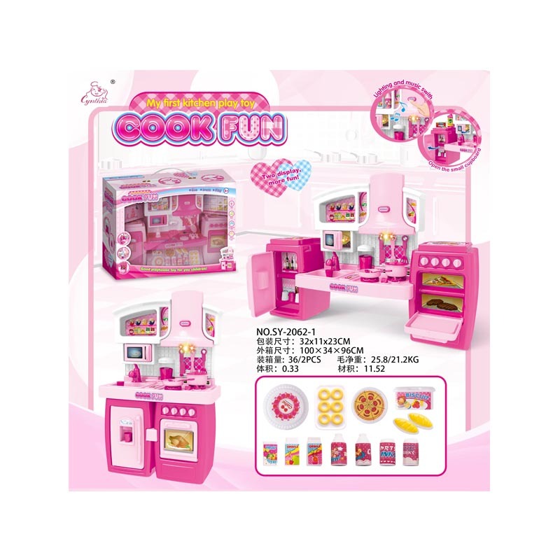 Factory Newest Kids Educational Toys Pink Kitchen Set Toys With Kitchen Accessories Set And Food Models For Kids Pretend Play