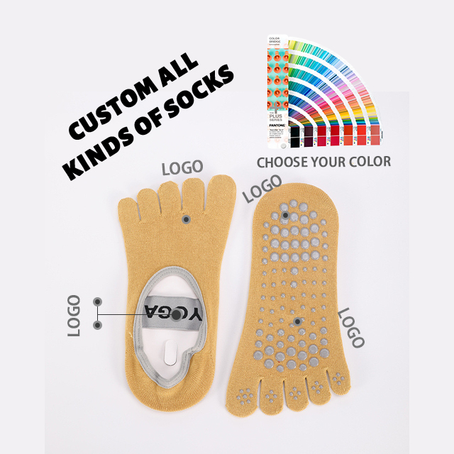 Ready To Ship Five-finger Cotton Silicon Grip Sock Yoga Sport Anti Slip Socks Non Slip Yoga Sock For Women