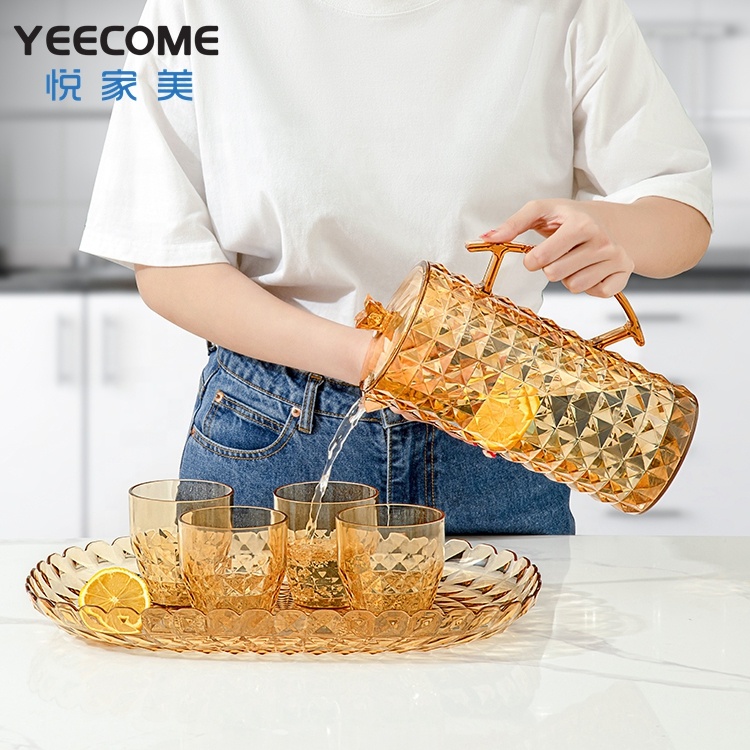 Фирменная торговая марка Yeecome PS, пластиковый прозрачный кувшин для воды л, роскошный питьевой кувшин, чайник с чашкой и подносом