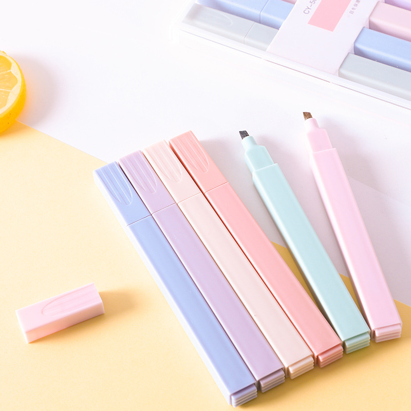 6pcs Pastel Cute Pastel Colors Macaron Morandi Eye Protection highlighter Pen