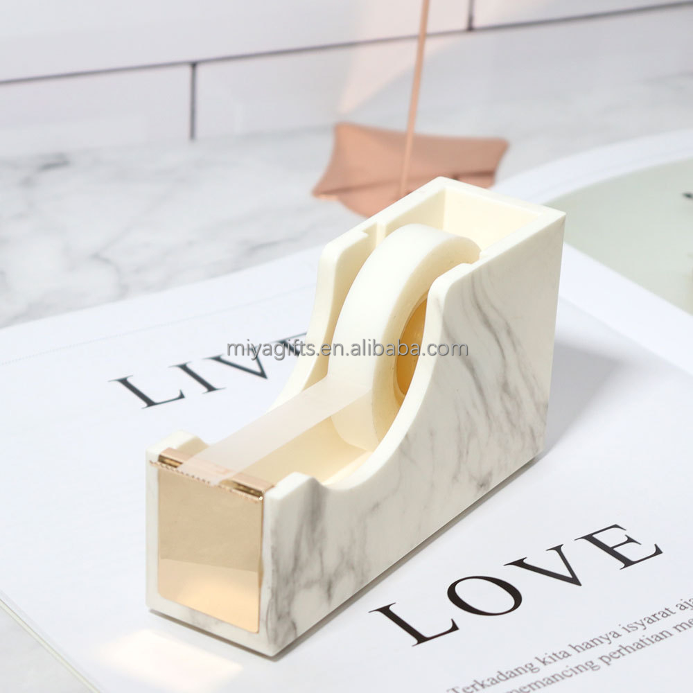 Creative mini marble tape holder cutter safety portable adhesive tape cutting machine base stationery