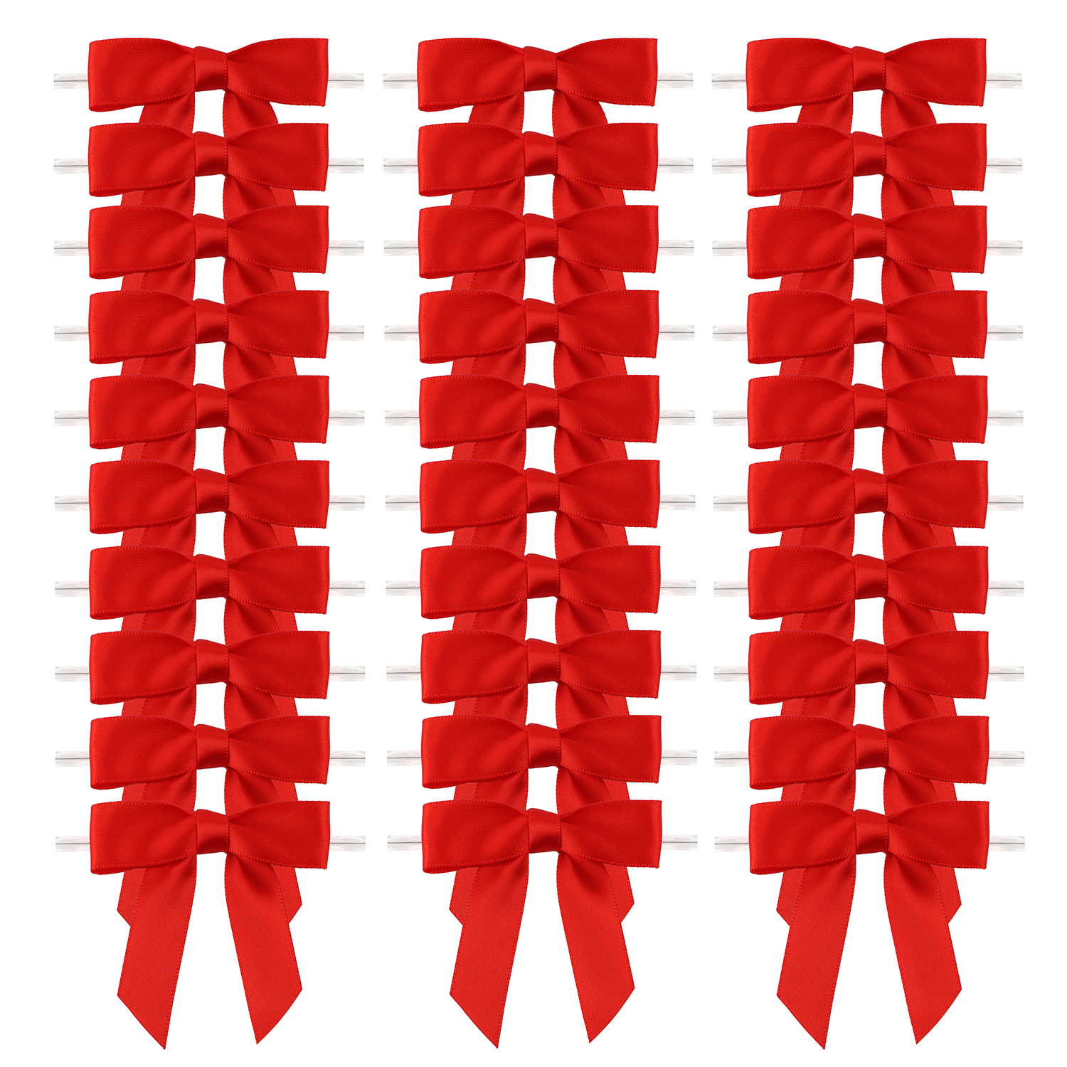 Custom Pre-made Ribbon Bow Red Satin Twist Tie Gift Bow For Cookie Candy Chocolate Gift Wrapping