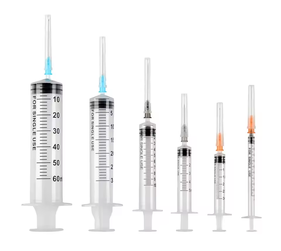 Manufacturer Disposable PVC Injection Needles 10ml Plastic Syringe Medical Materials Desechable Jeringa 5ml 3ml 1ml 2ml