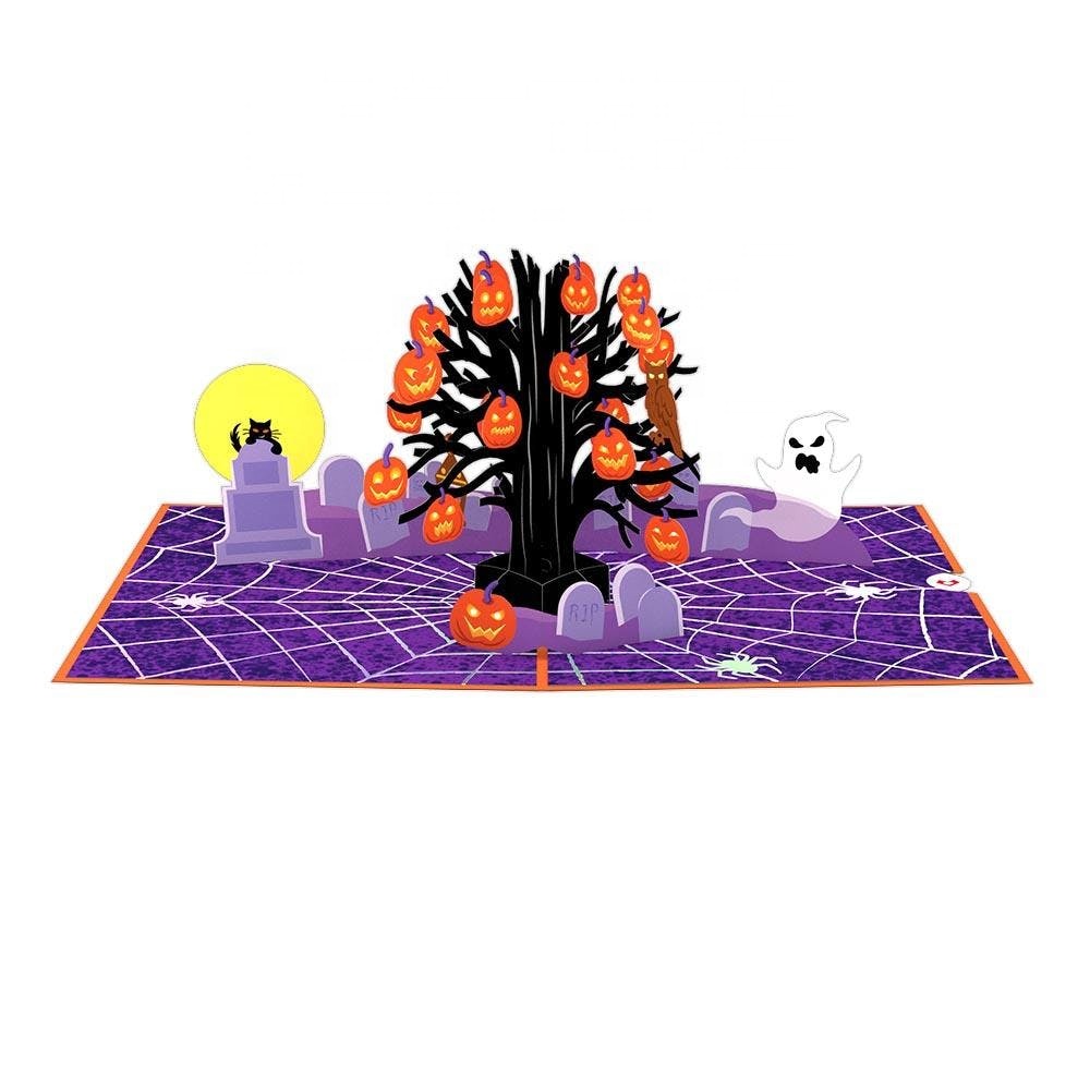 Spooky Tree Pop-UP Card Wholesale 2021 New Arrival OEM Customized Pop 3D cards for Halloween Christmas 300 Design