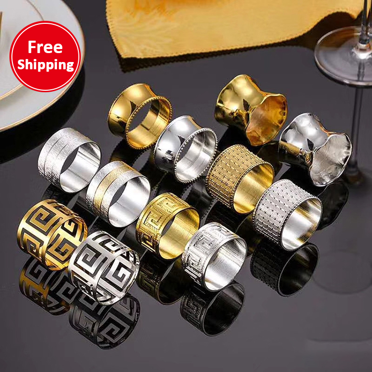 Hotel Chinese napkin buckle ring hollow metal color napkin ring