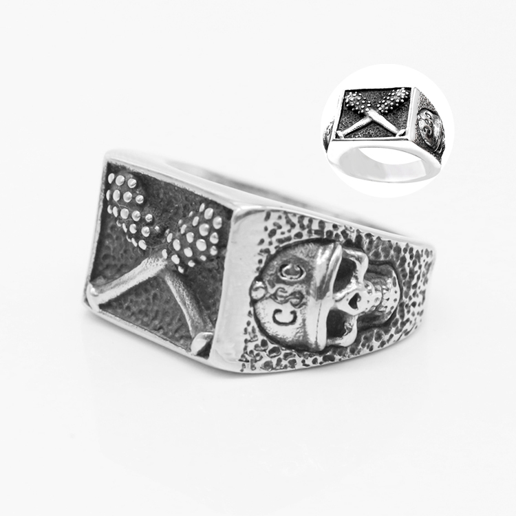 Stainless Steel Cool Skull and Bones Viking Rings