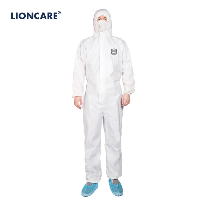 Fast Delivery Customized PPEKIT Disposable Hazmat-suit Coverall PPE Suit Waterproof Chemical Disposable Medical Working Face Cov