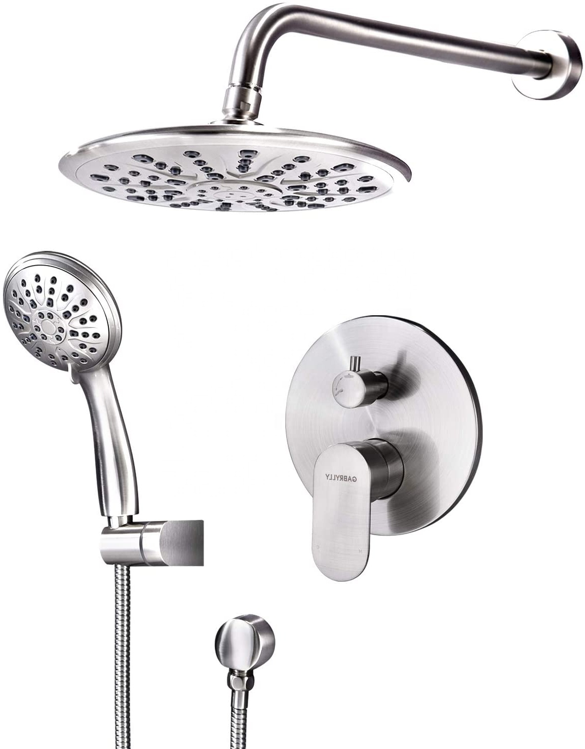 Wall Mounted Shower Faucet Set for Bathroom with High Pressure 8" Rain Shower head and 3-Setting Handheld Shower head system