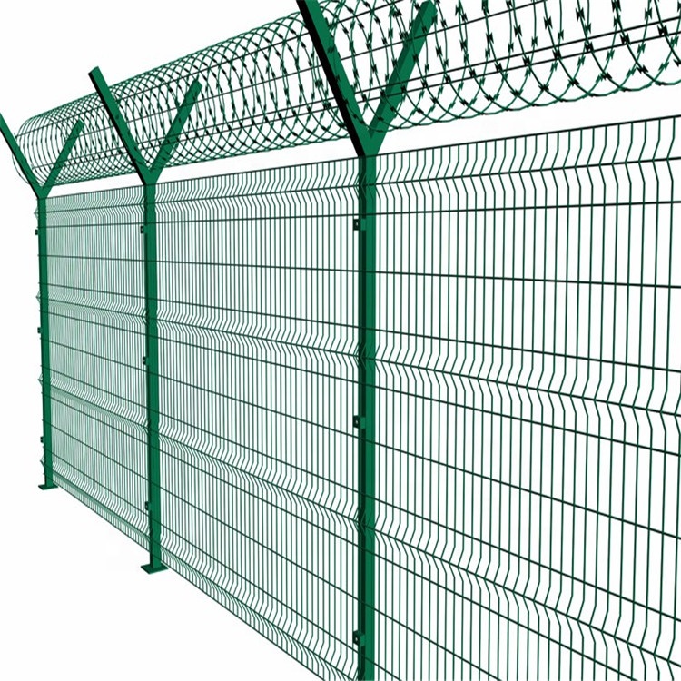 Top Selling fencing trellis&gates triangle bends 3d welded iron wire mesh fence with razor barbed wire for airport security fen