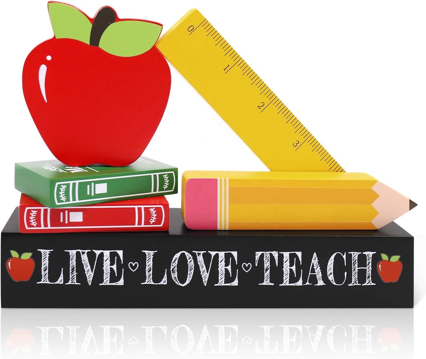 Teacher Appreciation Gift 6PCS Wooden Apple Accessories Pencil Classroom Back to School Signs Kindergarten Blocks