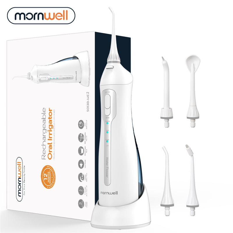 Mornwell Oral Irrigator Portable Dental Flosser USB Rechargeable Cordless Water Flosser Teeth Cleaning 3 Modes IPX7 Waterproof