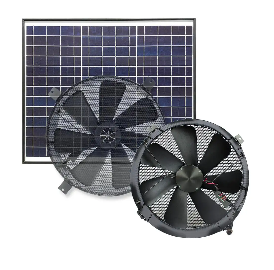 Солнечные вентиляторы на чердаке 30W солнечного тепла экстрактор IP68 металлический вентилятор 14 дюймов питания постоянного тока осевой курятник стенной вентилятор воздушный вытяжной вентилятор