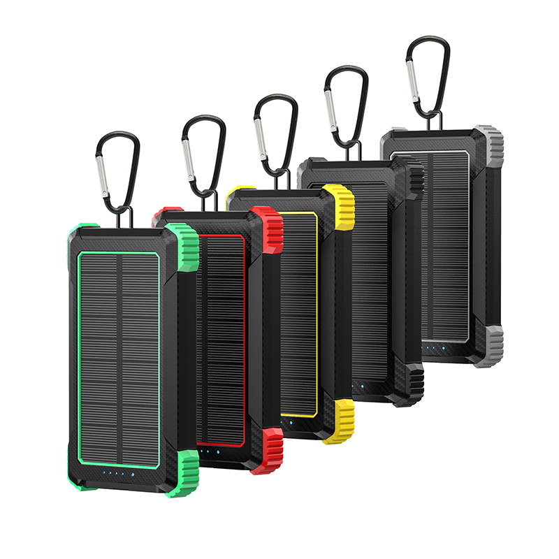 Portable Waterproof Powerbanks 10000 mAh High Capacity 5W Wireless Solar Strong Flashlight Charger Power Bank