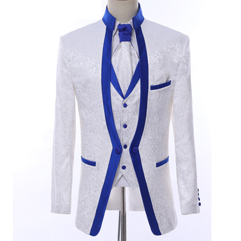 Latest Designs Butterfly Embroidery Business Blazers Tuxedo Slim Fit Three-piece Wedding For Office Men'S Suit