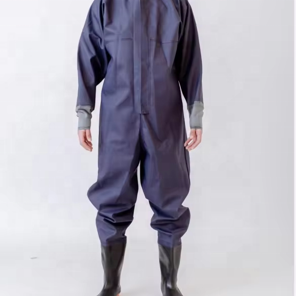 waterproof breathable fishing full bady wader camouflage for hunting with PVC boots OEM